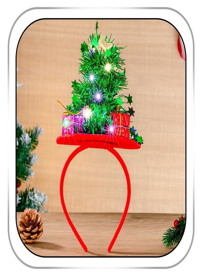 Firuilo Christmas Headband Light Up Christmas Tree Hat Hairbands LED Star Gift Headpieces Xmas Holiday Party Costume Hair Accessories for Women - Image 1